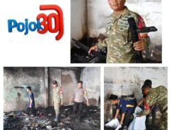 Sertu Albasir Pimpin   Gotong Royong Bersihkan Gudang Ponpes Roudatusolihin Pascakebakaran libatkan TNI, Polri dan Santri