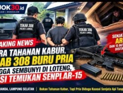 BREAKING NEWS | LAMPUNG SELATAN        “Bukan Tahanan Kabur! Tekab 308 Kejar Pria Bersenjata AR-15 hingga Bersembunyi di Loteng”