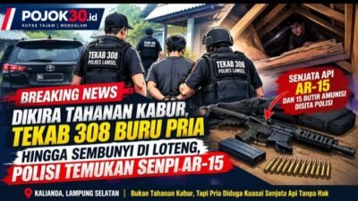 BREAKING NEWS | LAMPUNG SELATAN        “Bukan Tahanan Kabur! Tekab 308 Kejar Pria Bersenjata AR-15 hingga Bersembunyi di Loteng”